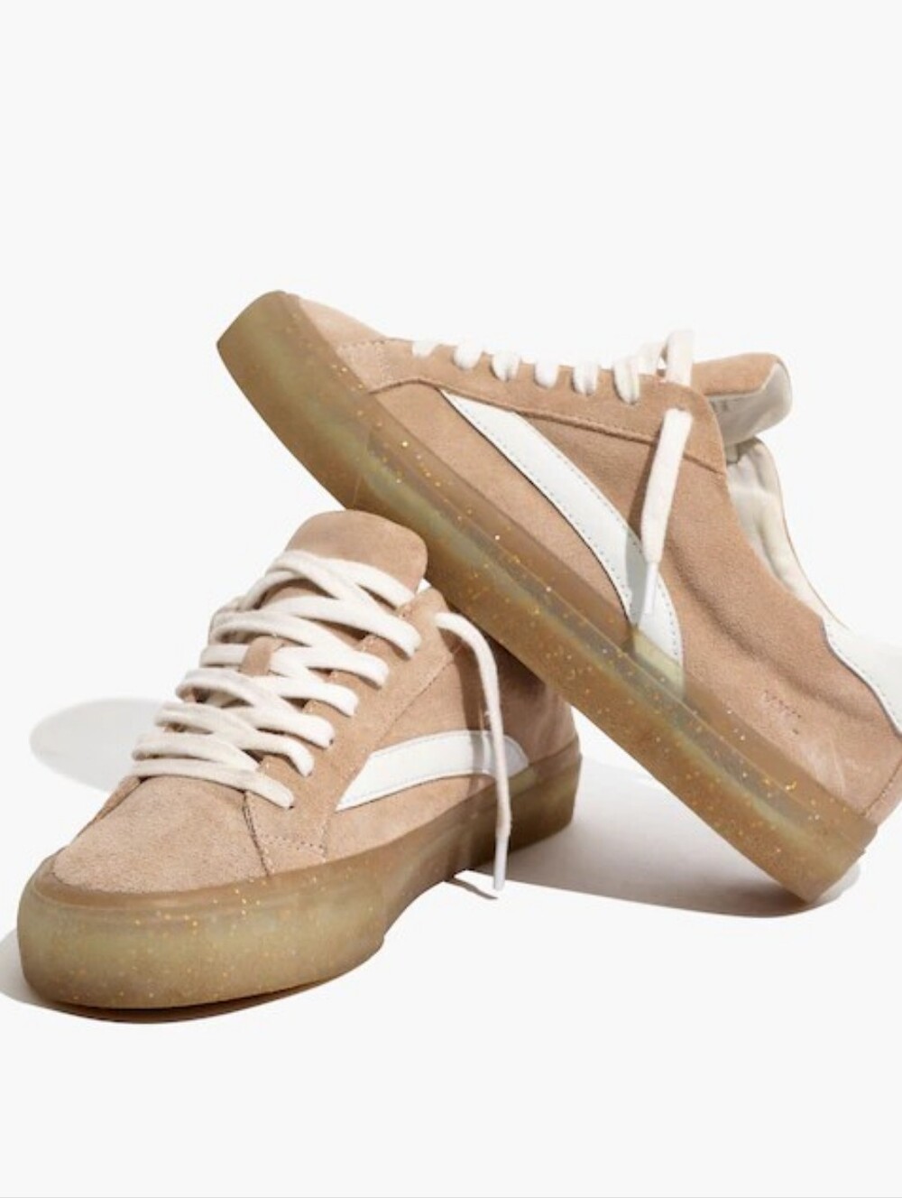 Madewell Sidewalk Low-Top Sneakers in Suede and Glitter plaster Women's 7.5